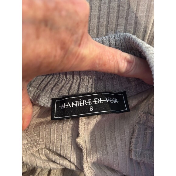 Maniere De Voir Designer Ribbed Shorts Women’s Size 6 Tan, Gray, White W/Pockets - Picture 5 of 6